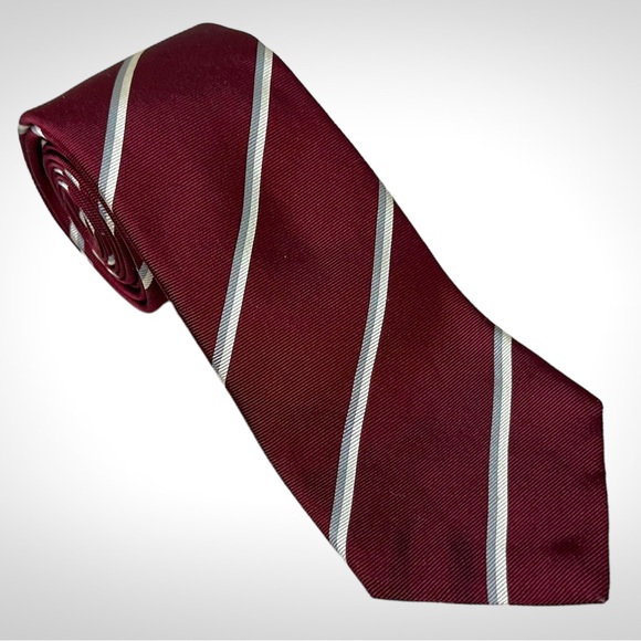 Christian Dior Burgundy Striped Neck Tie - Picture 5 of 8
